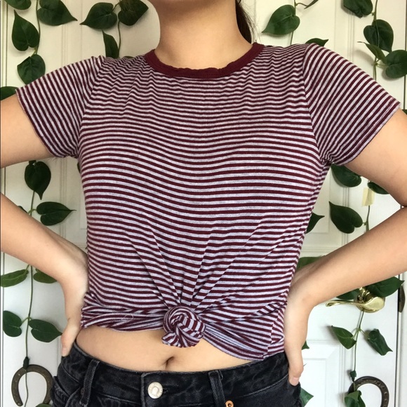 Forever 21 Tops - Red Striped Ringer Tee